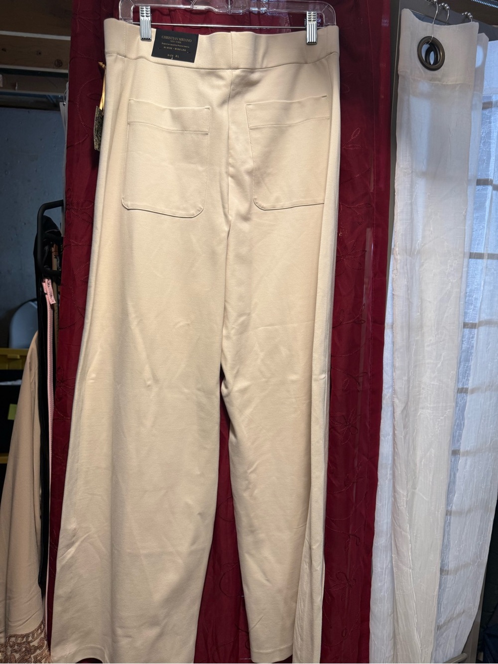 Christian Siriano Beige High-Waist Wide Leg Pants - Picture 7 of 7
